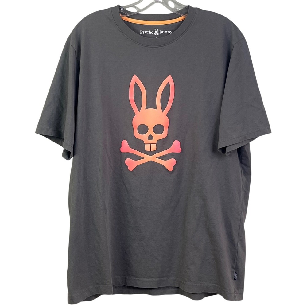 Psycho Bunny Norwood Graphic Bunny Skull Short Sleeve Green T Shirt Size 7 XL